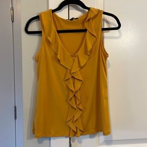 Banana republic sleeveless ruffle blouse in mustard yellow